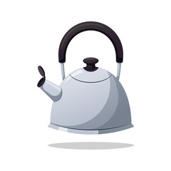 Silver kettle vector isolated on white background.