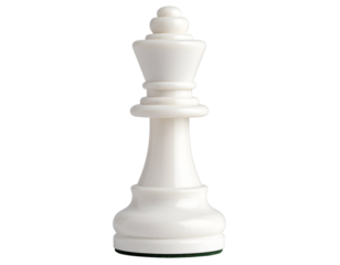 The elegant white chess queen piece, a symbol of power and intellect, stands ready for strategic play.