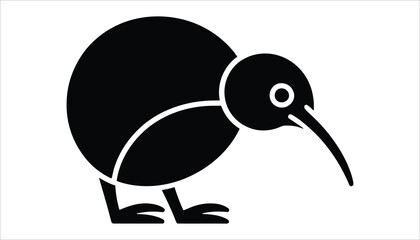 Minimalist Kiwi Bird Silhouette Icon