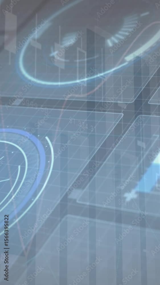Poster Animation of scopes scanning and data processing on screens