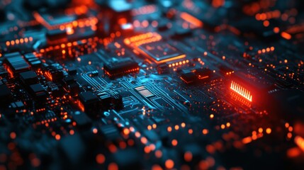 Close-up view of intricate circuit board technology.