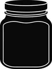 A simple black silhouette of a glass jar