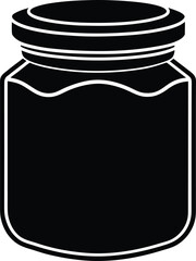 A simple black silhouette of a glass jar
