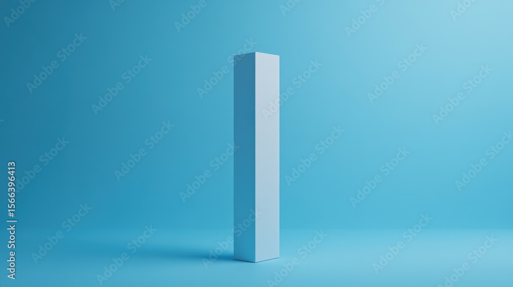 Poster light blue background with a single white rectangular prism.