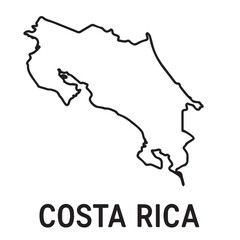 Vector illustration features Costa Rica in a minimalist black and white style with bold outlines, ideal for maps, education, or cultural digital projects.

