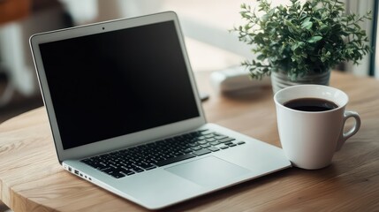 Fototapeta premium style laptop on desk coffee
