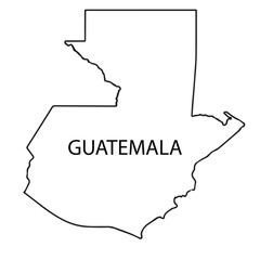 A minimalist vector map of Guatemala, designed in black and white with bold black outlines, ideal for educational content, travel visuals, or digital maps.

