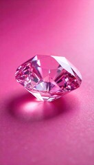 Sparkling Pink Diamond on Vibrant Pink Background High-Resolution Image Perfect for Luxury Beauty, Jewelry, and Website Branding