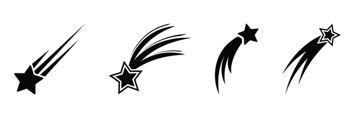 Shooting star silhouette design vector. Silhouette of a shooting star vector.