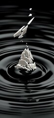 Shattered Fragments: A Dramatic Collision with Liquid Creating Ripples of Impact.