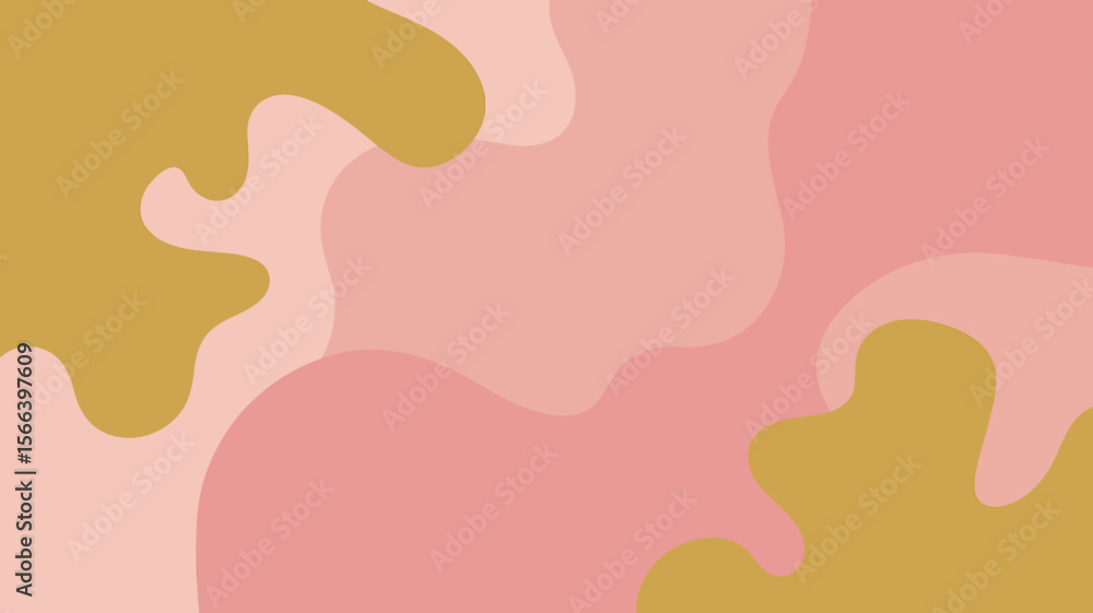 Poster abstract background with pink and gold organic shapes creating a soft and flowing design element