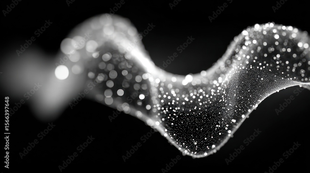 Poster abstract wave of particles monochrome flowing texture background