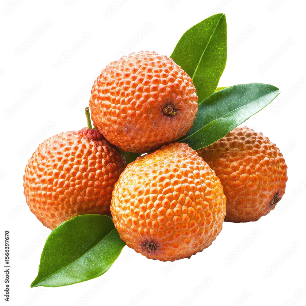 Poster longkong langsart fruit with leaves isolated on transparent background showcasing its exotic appeara