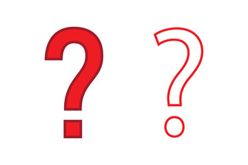 Question mark icon flat red round button vector illustration. 