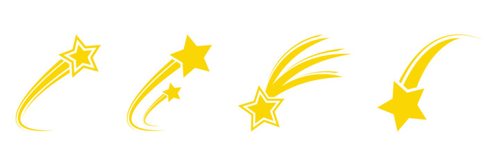 Shooting star icon. Yellow shooting star icons collection © Oliver Vandenberg