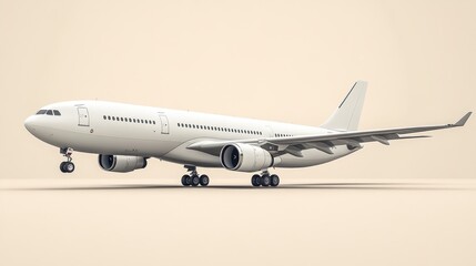 Fototapeta premium White passenger airplane isolated on neutral background transportation illustration