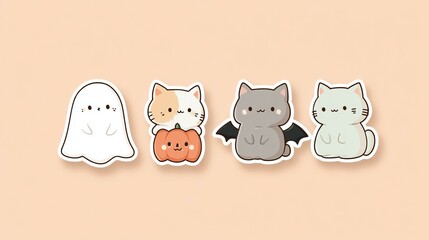 Cute Halloween-themed animal stickers.