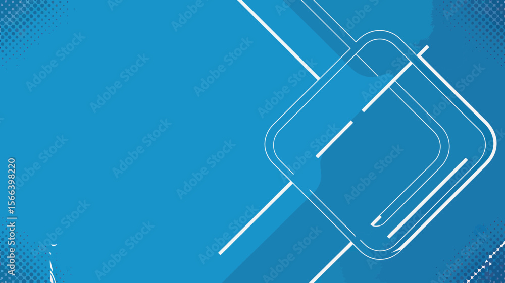 Aufkleber a blue background with white lines and a square shape in the upper right corner of the image design