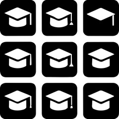Minimalist Graduation Cap Icons – Education Line Symbols Set
