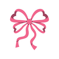 Beautiful Pink Bow with Classic Shape and Long Tails – Vector Graphic Element for Birthday Gifts, Wedding Decor, Festive Packaging, and Stylish Presentation Designs