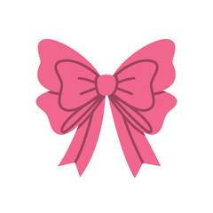 Minimalist Pink Decorative Bow with Soft Ribbon Loops – Cute Vector Illustration for Feminine Design, Fashion Accessories, Holiday Greeting Cards, and Romantic Elements