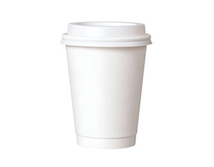 A pristine white takeaway coffee cup with a secure lid ready for your favorite hot beverage on the go.