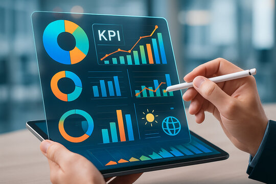 Business analytics data charts graphs digital - Powered by Adobe