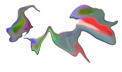 Abstract colorful liquid isolated on transparent background, rainbow vibrant colors	