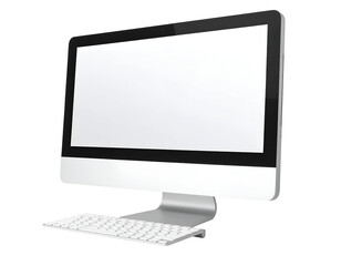 Fototapeta premium Sleek modern desktop computer with a blank screen and keyboard ready for digital content display