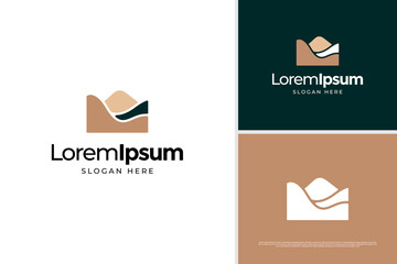 Landscape of river, creek and valley logo design template. Nature logo vector design