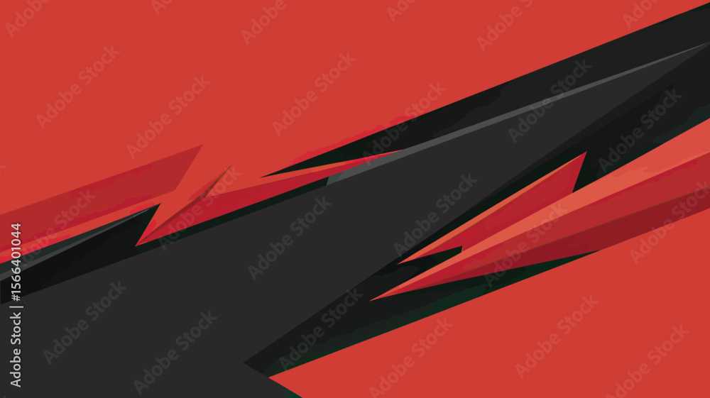Poster abstract background featuring a dynamic composition of red and black angular shapes and lines design