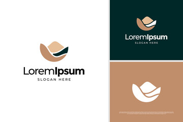 Landscape of river, creek and valley logo design template. Nature logo vector design