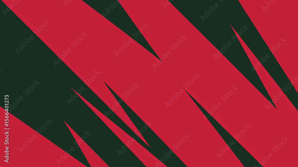Poster abstract background featuring diagonal red stripes intersecting with dark green geometric shapes des