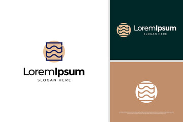 Landscape of river, creek and valley logo design template. Nature logo vector design