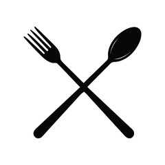 Classic utensils a crossed fork knife and spoon silhouette for culinary and dining themes