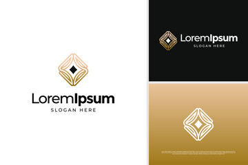Luxury diamond monogram logo vector design template