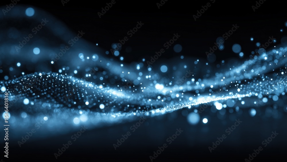 Aufkleber Abstract glowing blue particles and wave patterns creating a futuristic digital technology background for science and innovation concepts