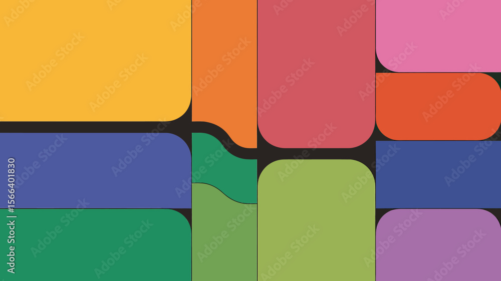Poster a colorful abstract background featuring rounded rectangles in a playful and modern arrangement styl
