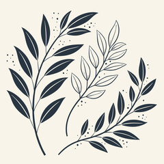 Elegant monochrome plant branches