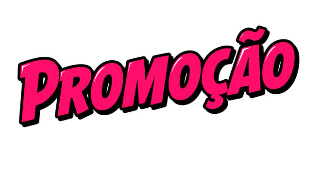Texto &ldquo;Promo&ccedil;&atilde;o&rdquo; em rosa pop art sobre fundo branco png.
