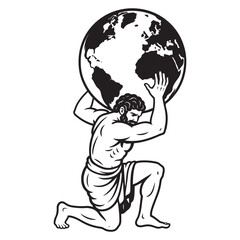 Greek god titan atlas holding planet earth in his hands vector image