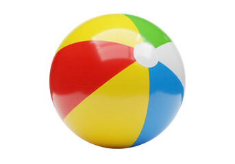 A colorful beach ball with red, yellow, blue, green, and white stripes isolated on transparent background
