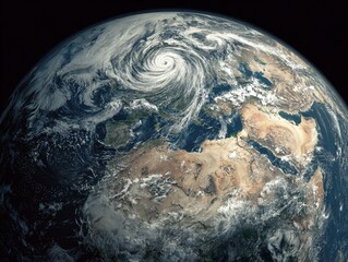 Earth covered with huge storms hurricanes Cyclones generated image
