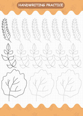 Tracing leaf shapes for preschool handwriting practice and motor skill development
