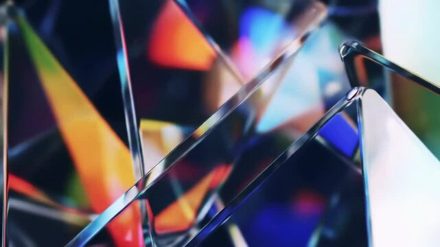 Abstract shapes with refracted light, geometric glass design
