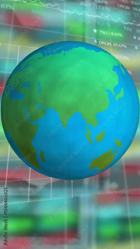 Aufkleber animation of globe and financial data processing