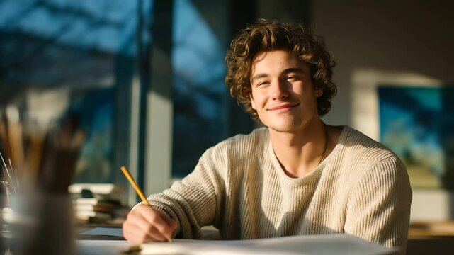 Collaborative brainstorming session in a sunlit office