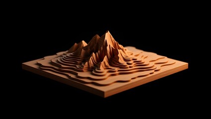 Topographic map mountain landscape terrain model geographical elevation layers art