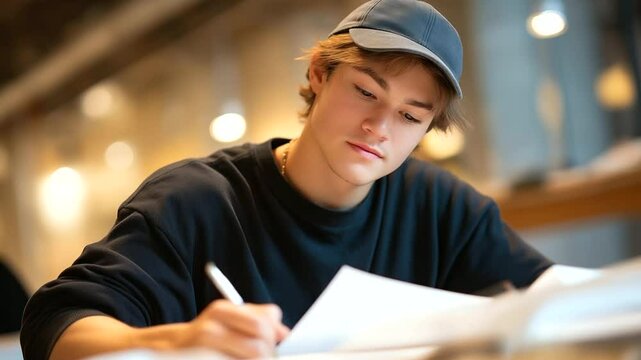 Creative Doodling Session with a Young Man at a Desk