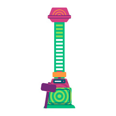 hammer heavy impact hit vector illustration of a classic arcade or carnival strength tester game where players hit a target to measure their power